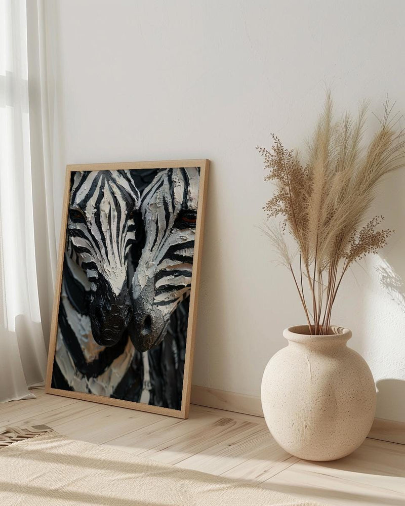 Zebra Print Art, Black and White Heart, Modern Safari Decor, Impasto Oil Painting, Animal Pattern, Baby Shower Gift, Abstract