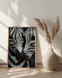 Zebra Print Art, Black and White Heart, Modern Safari Decor, Impasto Oil Painting, Animal Pattern, Baby Shower Gift, Abstract