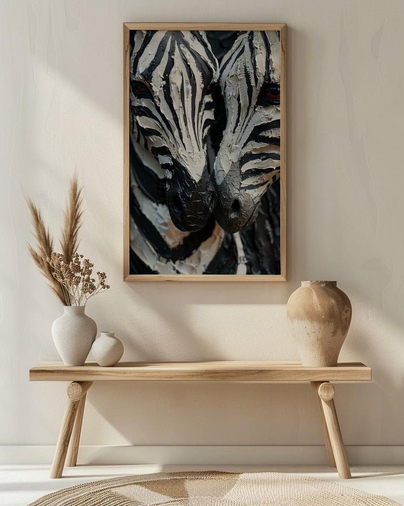 Zebra Print Art, Black and White Heart, Modern Safari Decor, Impasto Oil Painting, Animal Pattern, Baby Shower Gift, Abstract