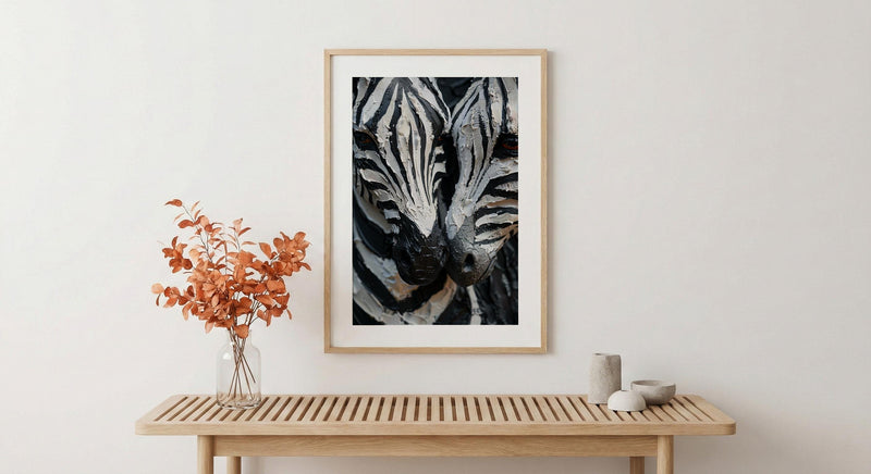 Zebra Print Art, Black and White Heart, Modern Safari Decor, Impasto Oil Painting, Animal Pattern, Baby Shower Gift, Abstract