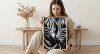 Zebra Print Art, Black and White Heart, Modern Safari Decor, Impasto Oil Painting, Animal Pattern, Baby Shower Gift, Abstract