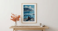 Cape Town Art, South Africa Print, Table Mountain, Impasto Oil Painting, Coastal Landscape, Travel Gift, Engagement Gift