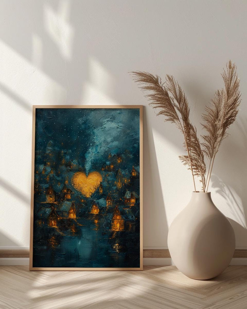 African Village Art, Starry Night Print, Hut Landscape, Impasto Oil Painting, Night Sky Decor, Cozy Home, Anniversary Gift