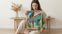 Singapore Wall Art, Peranakan Shophouse Print, Pastel House, Impasto Oil Painting, Ceramic Tiles, Architectural