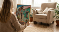 Singapore Wall Art, Peranakan Shophouse Print, Pastel House, Impasto Oil Painting, Ceramic Tiles, Architectural