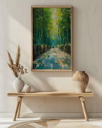 Bamboo Forest Art, Kyoto Travel Print, Green Wall Decor, Impasto Oil Painting, Zen Garden, Nature Lover Gift, Wedding Gift