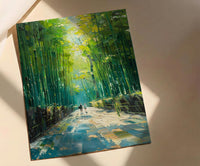 Bamboo Forest Art, Kyoto Travel Print, Green Wall Decor, Impasto Oil Painting, Zen Garden, Nature Lover Gift, Wedding Gift