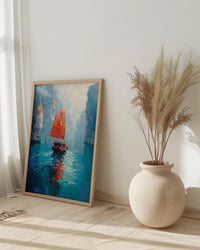Halong Bay Art, Vietnam Travel Print, Junk Boat Painting, Impasto Oil Painting, Turquoise Water, Wedding Gift, Seascape