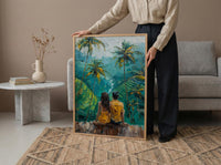 Bali Wall Art, Rice Terrace Print, Ubud Landscape, Impasto Oil Painting, Tropical Green, Travel Gift, Anniversary Gift