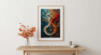 Dragon Phoenix Art, Yin Yang Print, Feng Shui Decor, Impasto Oil Painting, Mythical Creatures, Wedding Gift, Housewarming Gift