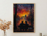 Berlin Wall Art, Brandenburg Gate Print, Germany Cityscape, Impasto Oil Painting, Sunset Landmark, Urban Decor, History Art