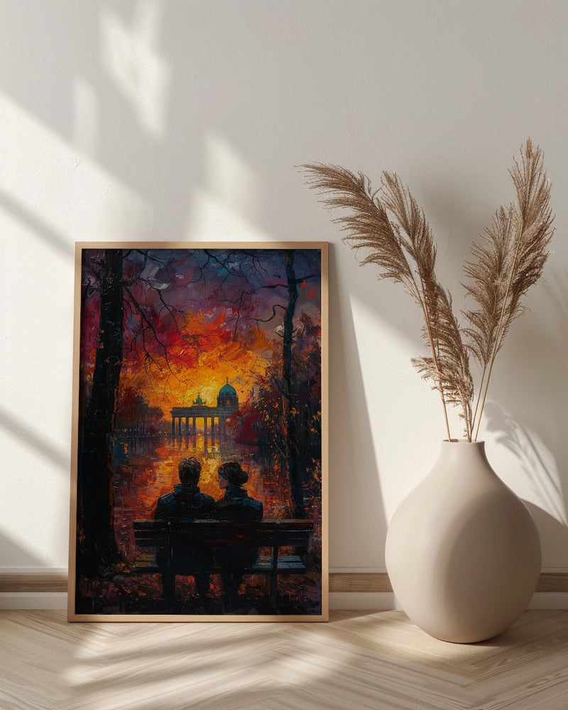 Berlin Wall Art, Brandenburg Gate Print, Germany Cityscape, Impasto Oil Painting, Sunset Landmark, Urban Decor, History Art
