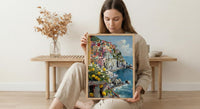 Cinque Terre Art, Italian Riviera Print, Colorful Houses, Impasto Oil Painting, Lemon Decor, Summer Vibe, Coastal