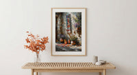 Turkish Rug Art, Kilim Wall Decor, Rustic Stone Print, Impasto Oil Painting, Boho Texture, Copper Pot, Kitchen