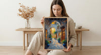 Dubai Wall Art, Old Town Print, Middle Eastern Decor, Impasto Oil Painting, Wind Tower, Golden Hour, Travel Gift