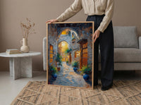 Dubai Wall Art, Old Town Print, Middle Eastern Decor, Impasto Oil Painting, Wind Tower, Golden Hour, Travel Gift