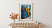 Egypt Wall Art, Nubian House Print, Colorful Aswan, Impasto Oil Painting, Geometric Pattern, African Boho