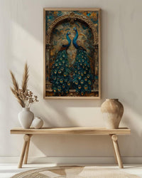 Peacock Wall Art, Indian Decor, Royal Bird Print, Impasto Oil Painting, Teal and Gold, Luxury Wall Art, Animal Love