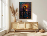 Indian Couple Art, Royal Palace Print, Rajasthan Decor, Impasto Oil Painting, Traditional Wear, Sunset Silhouette, Saree Art