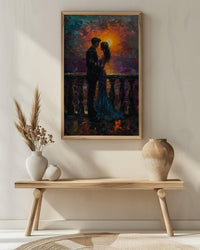 Indian Couple Art, Royal Palace Print, Rajasthan Decor, Impasto Oil Painting, Traditional Wear, Sunset Silhouette, Saree Art