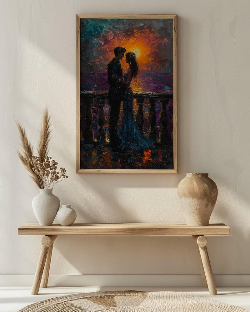 Indian Couple Art, Royal Palace Print, Rajasthan Decor, Impasto Oil Painting, Traditional Wear, Sunset Silhouette, Saree Art