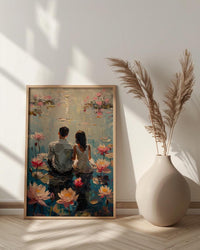 Lotus Flower Art, Spiritual Love, Indian Pond, Impasto Oil Painting, Yoga Room Decor, Pink Water Lily, Serene Wall Art