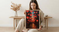 Red Chinese Lanterns Oil Painting Poster, Asian Festival Night Art Print, Mystical Street Wall Art, Lunar New Year Decor, Impasto Glow