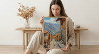 Peru Andes Mountains Oil Painting Poster, Alpaca Llama Art Print, Incan Village Wall Art, South America Decor, Impasto Landscape