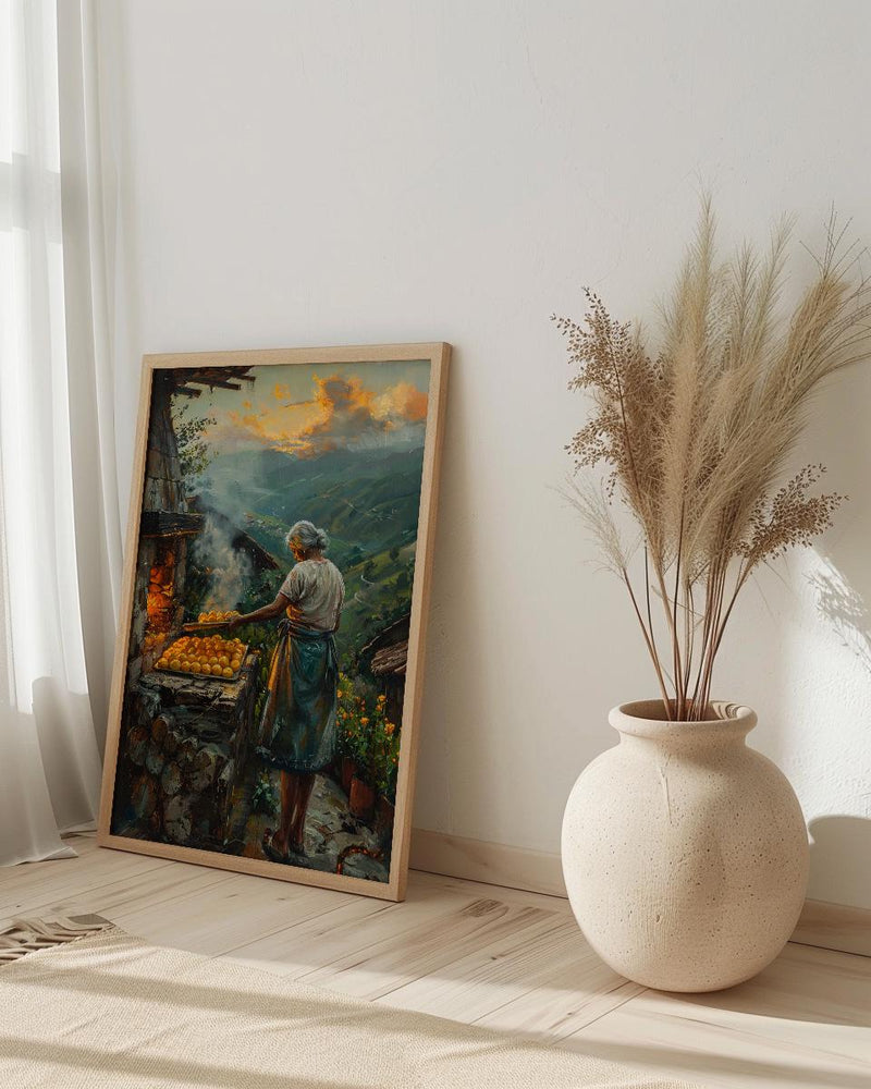 Brazilian Po de Queijo Oil Painting, Rustic Kitchen Art Print, Grandma Baking Wall Art, Minas Gerais Farmhouse Decor, Impasto Poster