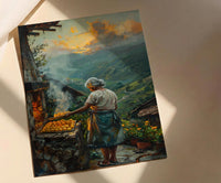 Brazilian Po de Queijo Oil Painting, Rustic Kitchen Art Print, Grandma Baking Wall Art, Minas Gerais Farmhouse Decor, Impasto Poster