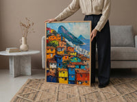 Rio De Janeiro Favela Painting, Brazil Cityscape Art Print, Sugarloaf Mountain Wall Art, Vibrant Slum Poster, Impasto Slopes Decor