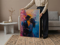 Holi Festival Art, Colorful Couple Print, India Culture, Impasto Oil Painting, Vibrant Decor, Joyful Gift, Anniversary Gift