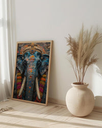 Elephant Art Print, Temple India Decor, Cultural Blessing, Impasto Oil Painting, Painted Elephant, Good Luck Gift, Baby Shower Gift