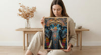 Elephant Art Print, Temple India Decor, Cultural Blessing, Impasto Oil Painting, Painted Elephant, Good Luck Gift, Baby Shower Gift