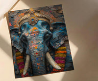 Elephant Art Print, Temple India Decor, Cultural Blessing, Impasto Oil Painting, Painted Elephant, Good Luck Gift, Baby Shower Gift