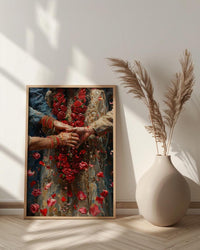 Indian Wedding Art, Varmala Ceremony, Red and Gold, Impasto Oil Painting, Cultural Couple, Anniversary Gift, Honeymoon Gift
