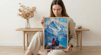 Himalayas Wall Art, Mountain Landscape, Prayer Flags, Impasto Oil Painting, Spiritual Decor, Trekking Gift, Anniversary Gift