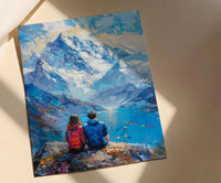Himalayas Wall Art, Mountain Landscape, Prayer Flags, Impasto Oil Painting, Spiritual Decor, Trekking Gift, Anniversary Gift