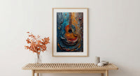 Indian Music Art, Sitar Print, Instrument Decor, Impasto Oil Painting, Classical Music, Cultural Gift, Best Friend Gift