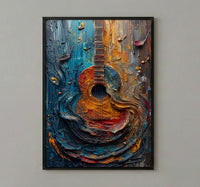 Indian Music Art, Sitar Print, Instrument Decor, Impasto Oil Painting, Classical Music, Cultural Gift, Best Friend Gift