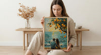 Mango Tree Art, Summer India Print, Fruit Orchard, Impasto Oil Painting, Yellow and Green, Nature Love, Wedding Gift