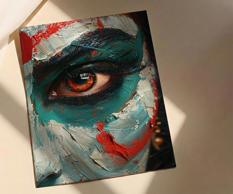 Kathakali Art, Kerala Dance Print, Expressive Face, Impasto Oil Painting, Cultural Wall Decor, Dramatic Art, Best Friend Gift