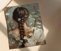 Jasmine Flower Art, Indian Braid Print, Cultural Beauty, Impasto Oil Painting, Hair Decor, White Flowers, Anniversary Gift