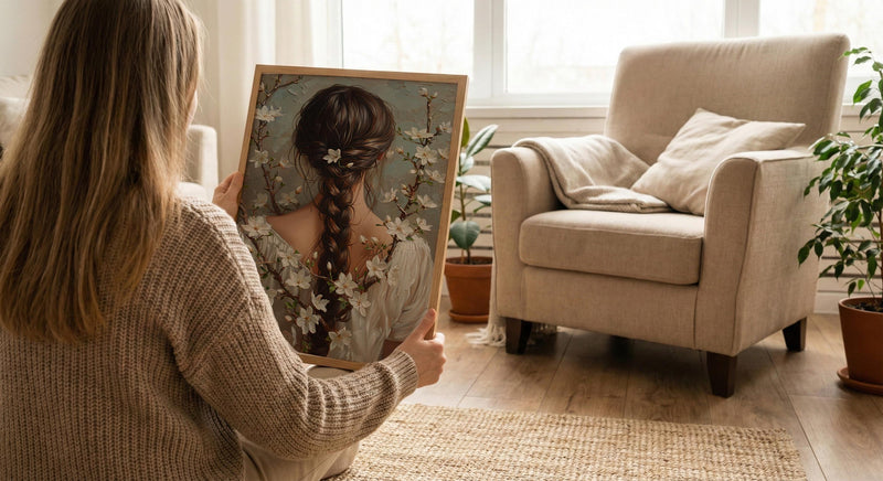 Jasmine Flower Art, Indian Braid Print, Cultural Beauty, Impasto Oil Painting, Hair Decor, White Flowers, Anniversary Gift