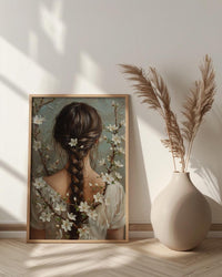 Jasmine Flower Art, Indian Braid Print, Cultural Beauty, Impasto Oil Painting, Hair Decor, White Flowers, Anniversary Gift