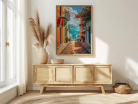 Puerto Rico Wall Art, Old San Juan Print, Colorful Street, Impasto Oil Painting, Orange House Decor, Caribbean Gift