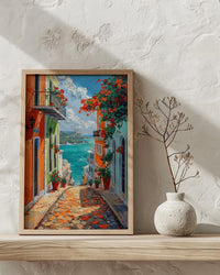 Puerto Rico Wall Art, Old San Juan Print, Colorful Street, Impasto Oil Painting, Orange House Decor, Caribbean Gift