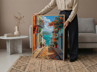 Puerto Rico Wall Art, Old San Juan Print, Colorful Street, Impasto Oil Painting, Orange House Decor, Caribbean Gift