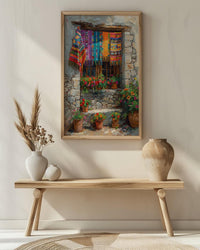 Guatemala Wall Art, Textile Pattern Print, Colorful Window, Impasto Oil Painting, Boho Cultural Art, Travel Gift