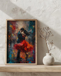 Tango Dancers Art, Argentina Decor, Passionate Love, Impasto Oil Painting, Red Dress Print, Dance Studio Art, Latin Vibes